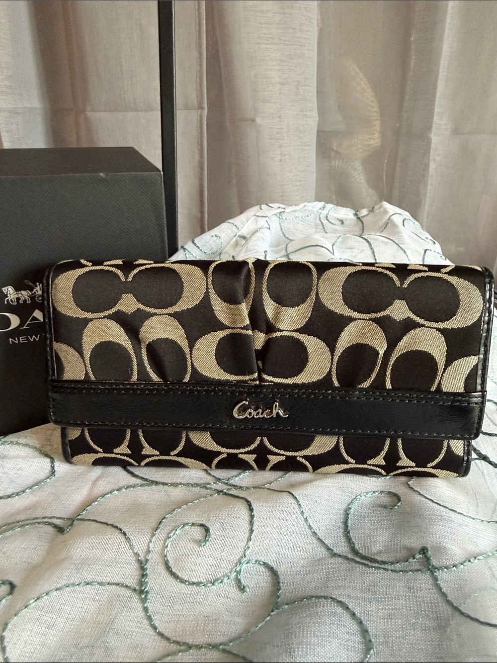 Coach Signature Soho Pleated Trifold Wallet
